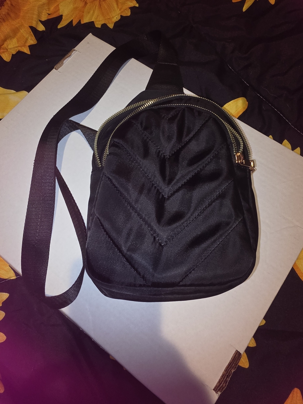 Black Quilted Mini Crossbody Bag